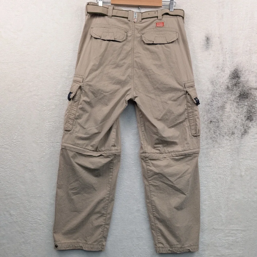 VTG Wearfirst Cargo Pants Mens 37x32 Tan Convertible Relaxed Fit Paratrooper Y2K